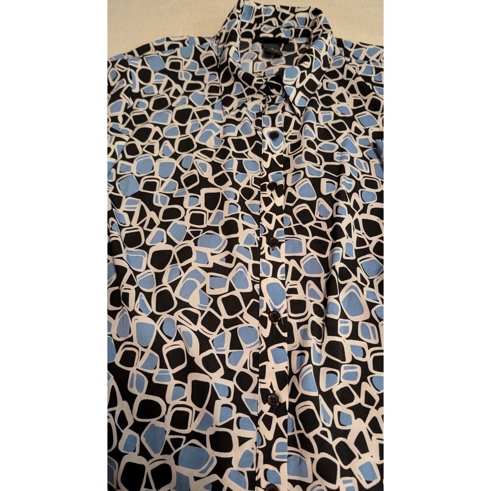 MAGGIE BARNES Plus Size 1X 18W 20W Shirt Top Shades of Blue 3/4 Sleeve Stretch